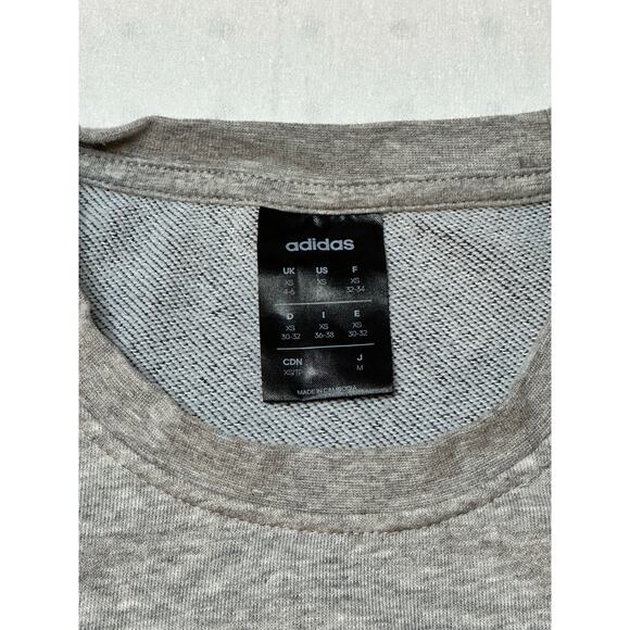 Adidas Colorblock Logo Crewneck Sweatshirt Gray/Charcoal XS Womens - Picture 2 of 5